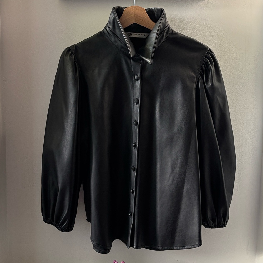 Zara Black Leather-like Outerwear